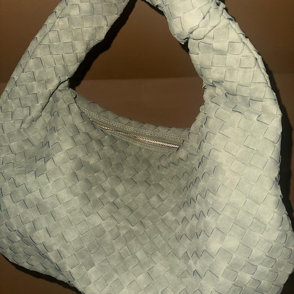 Green Faux Woven Suede Inspired Bag